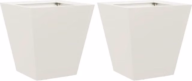 Berkfield Home Steel Garden Planter Tubs in White, 2 Pack, W/D/H: 30 x 30 x 30 cm