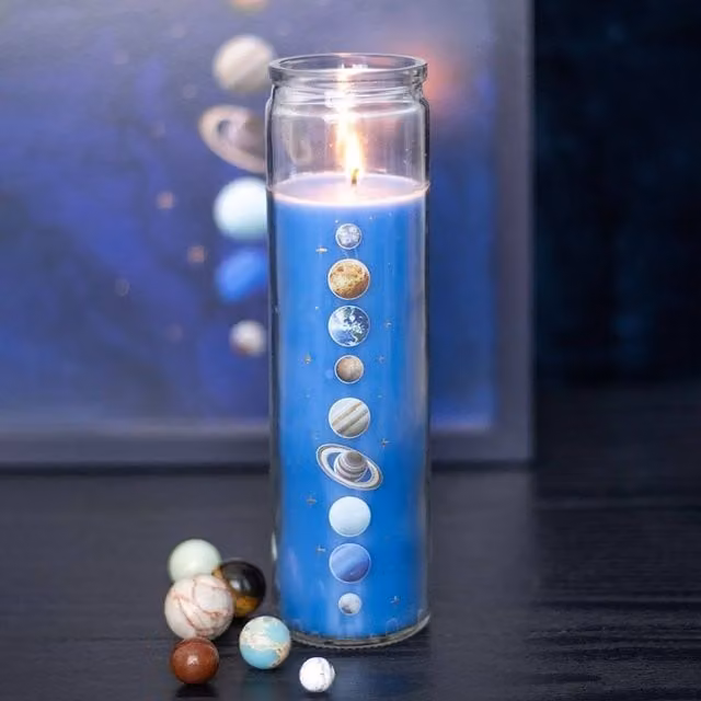 Uniqueful Solar System Blue Cedar Tube Pillar Candle – 1