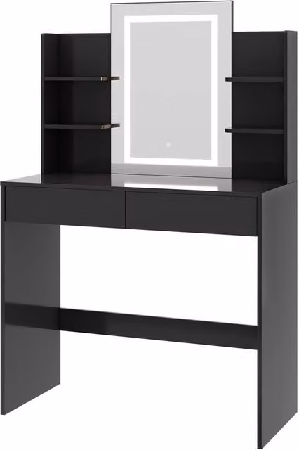 MCC Direct Texas Dressing Table with LED Hollywood Mirror and Drawers, Black, W/D/H: 135.5 x 90 x 40 cm – 4
