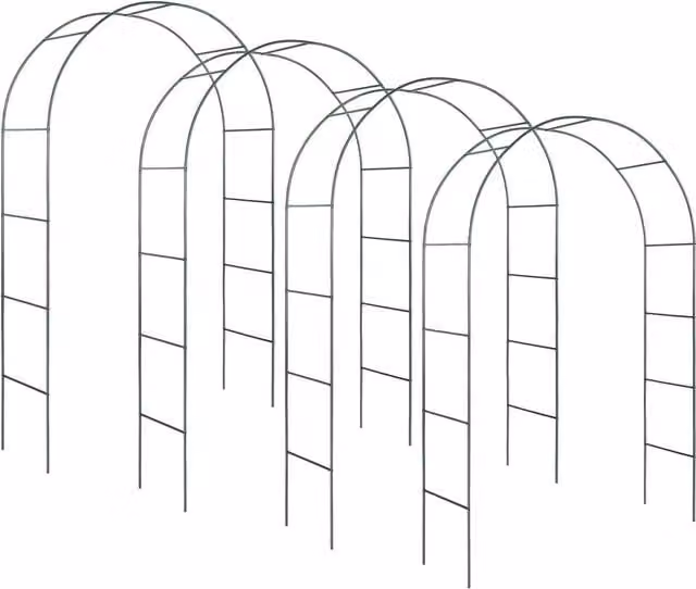 tectake Set of 4 Steel Garden Rose Arches in Green, W/D/H: 140 x 40 x 240 cm