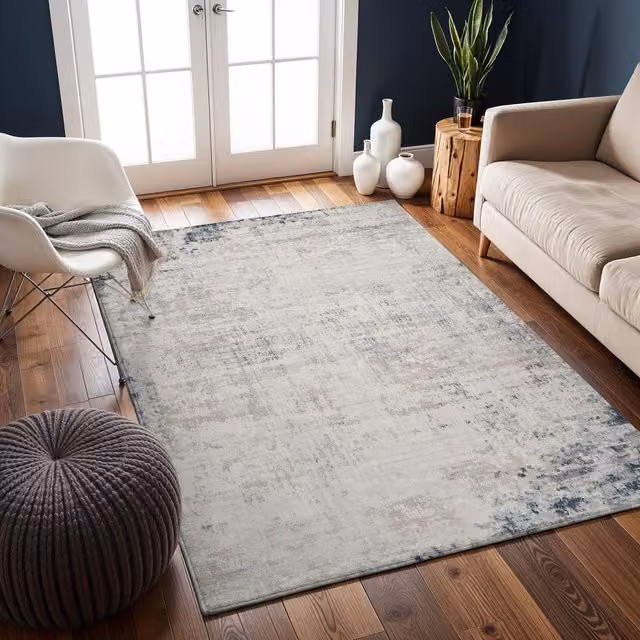 Livabliss Roma Abstract Modern Marble Rug in Grey, Blue and Brown, W: 120 cm, L: 170 cm – 1