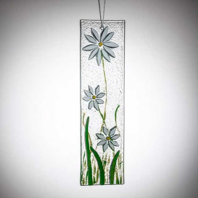 Sienna Glass White Handcrafted Mouth-Blown Floral Hanging Glass Ornament