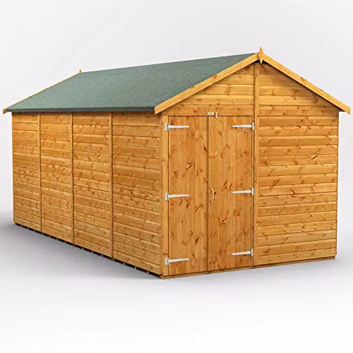 Powersheds Premium Apex Wooden Windowless Shed in Brown with Double Doors