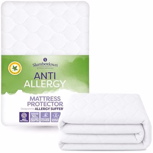 Slumberdown Anti Allergy Mattress Protector, White, W/D/H: 90 x 190 x 30 cm – 1