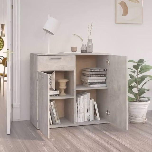 Berkfield Home Modern Sideboard in Concrete Grey, W/D/H: 80 x 36 x 75 cm – 1
