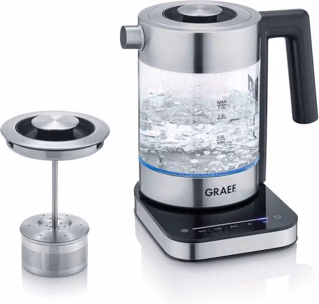 Graef Silver Glass Tea Kettle and Maker with 1 Litre Capacity – 1