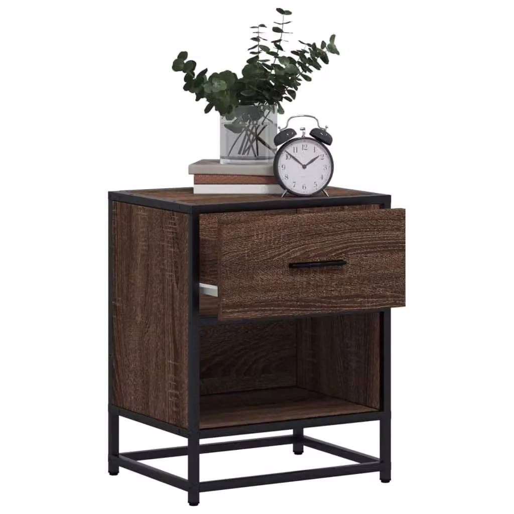 Berkfield Home Brown Oak Bedside Cabinet W: 40 cm, D: 31 cm, H: 50 cm – 4