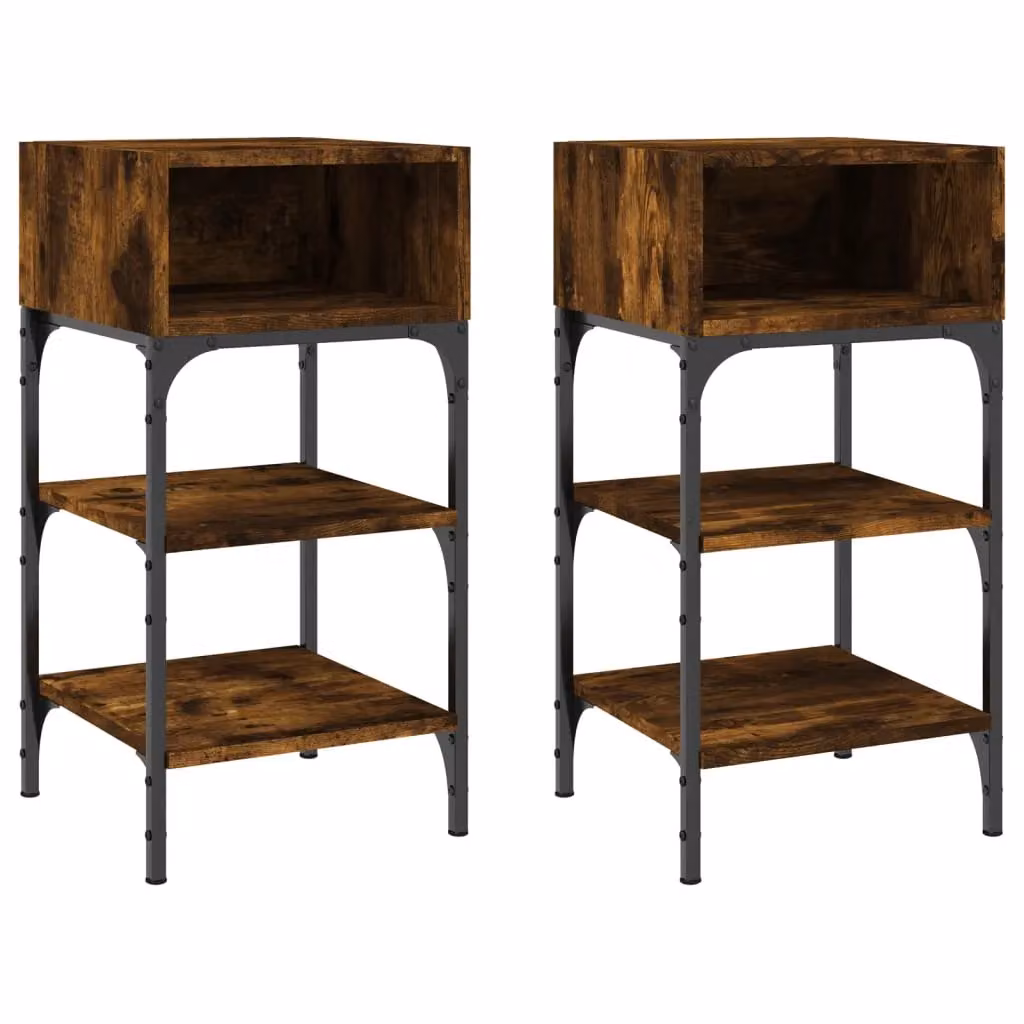 Berkfield Home Set of 2 Bedside Tables in Smoked Oak Brown, W/D/H: 35 x 34.5 x 70 cm – 2