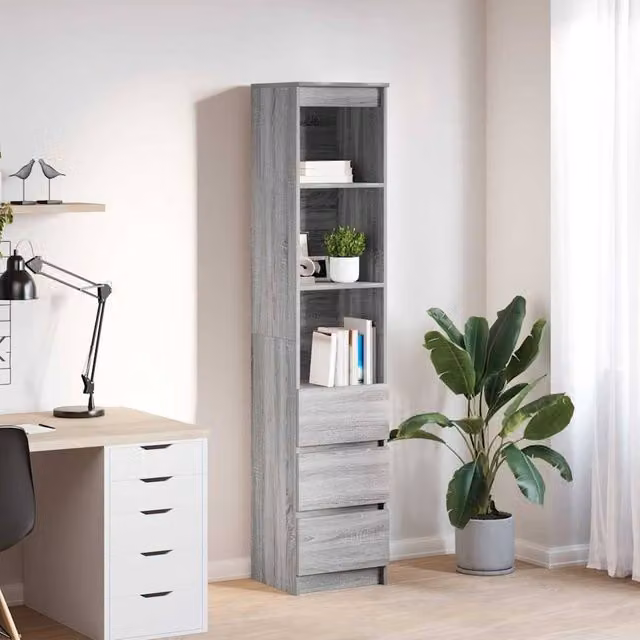 Berkfield Home Grey Sonoma Highboard in MDF, W/D/H: 37.5 x 35 x 180 cm – 1