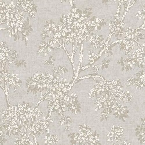 Holden Decor Hawthorn Trailing Tree Textured Blown Vinyl Wallpaper in Grey and Beige with a Light Reflective Finish – 1