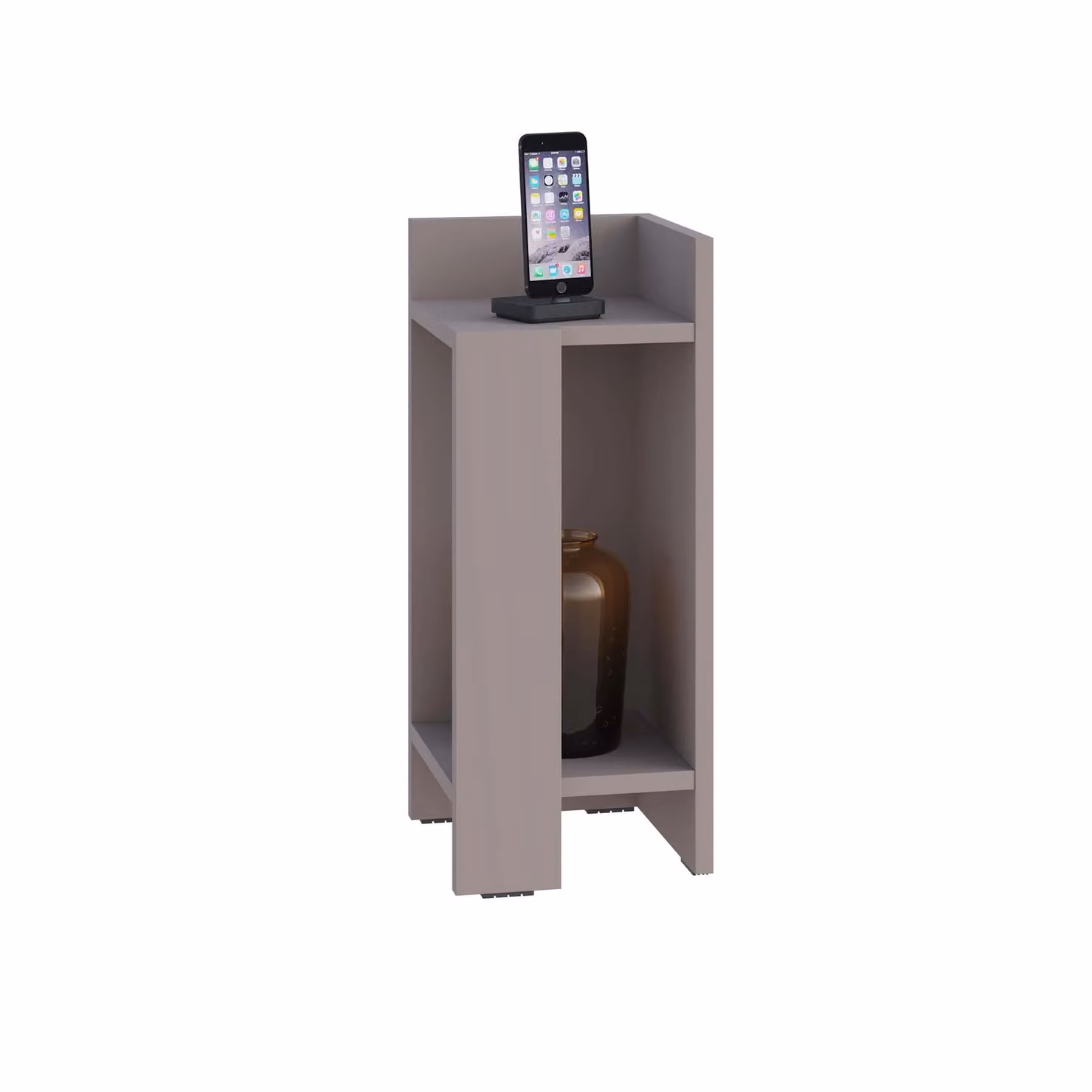 Decortie Elos Modern Wall-Mounted Right-Side Bedside Cabinet with Drop-Down Door, Dark Oak in Grey, W/D/H: 25 x 25 x 60 cm – 2