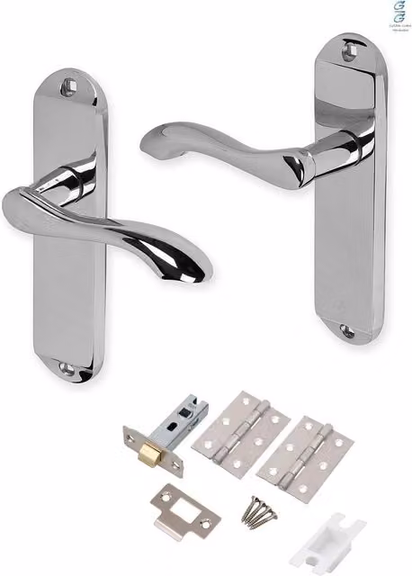 Golden Grace Polished Chrome Latch Door Handles, Set of 5