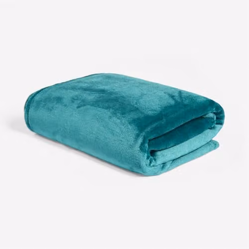 OHS Fluffy Fleece Throw Blanket in Petrol Blue, W/D/H: 150 x 200 cm – 1