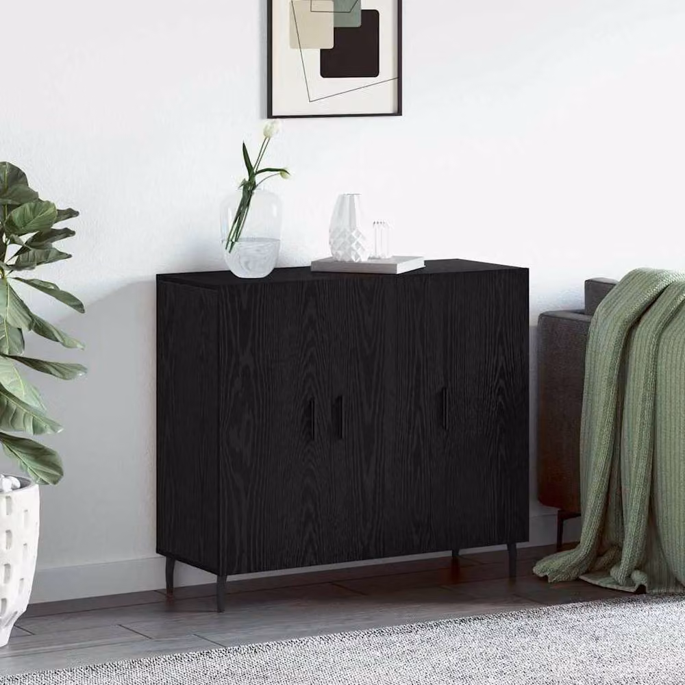 Berkfield Home Modern Black Sideboard with Storage Door, W/D/H: 90 x 34 x 80 cm – 2