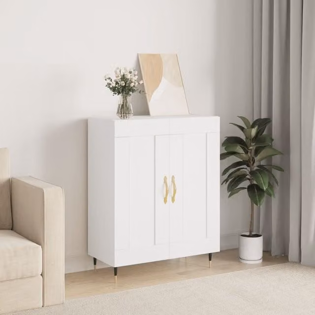 Berkfield Home White Classic Sideboard in Matt MDF, W/D/H: 69.5 x 34 x 90 cm – 1