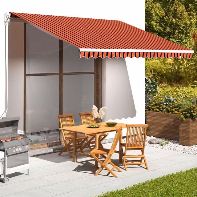 Berkfield Home Replacement Awning Fabric in Orange and Brown, Polyester, W/D/H: 4 x 3.5 m