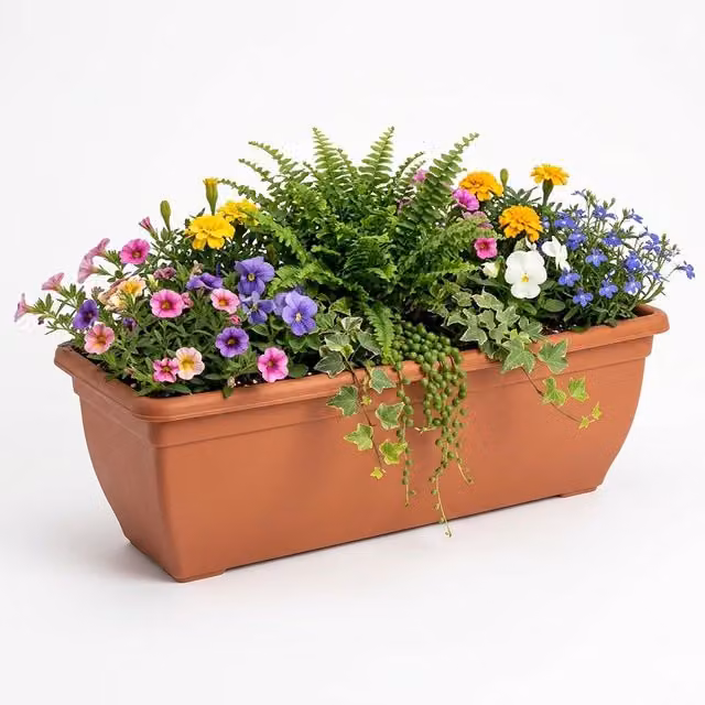 Storm Trading Group Set of 2 Winchester Plastic Bellpot Trough Planters, Brown, Width: 60 cm
