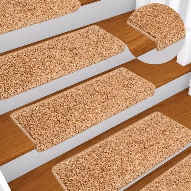 Berkfield Home Self-Adhesive Stair Mats, 10 Pack, Beige, W/D/H: 65 x 21 x 4 cm – 1
