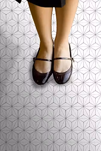 WallPops FP2481 Kikko Self-Adhesive Peel & Stick Floor Tiles, White, Set of 10, 30.48 x 30.48 cm – 4