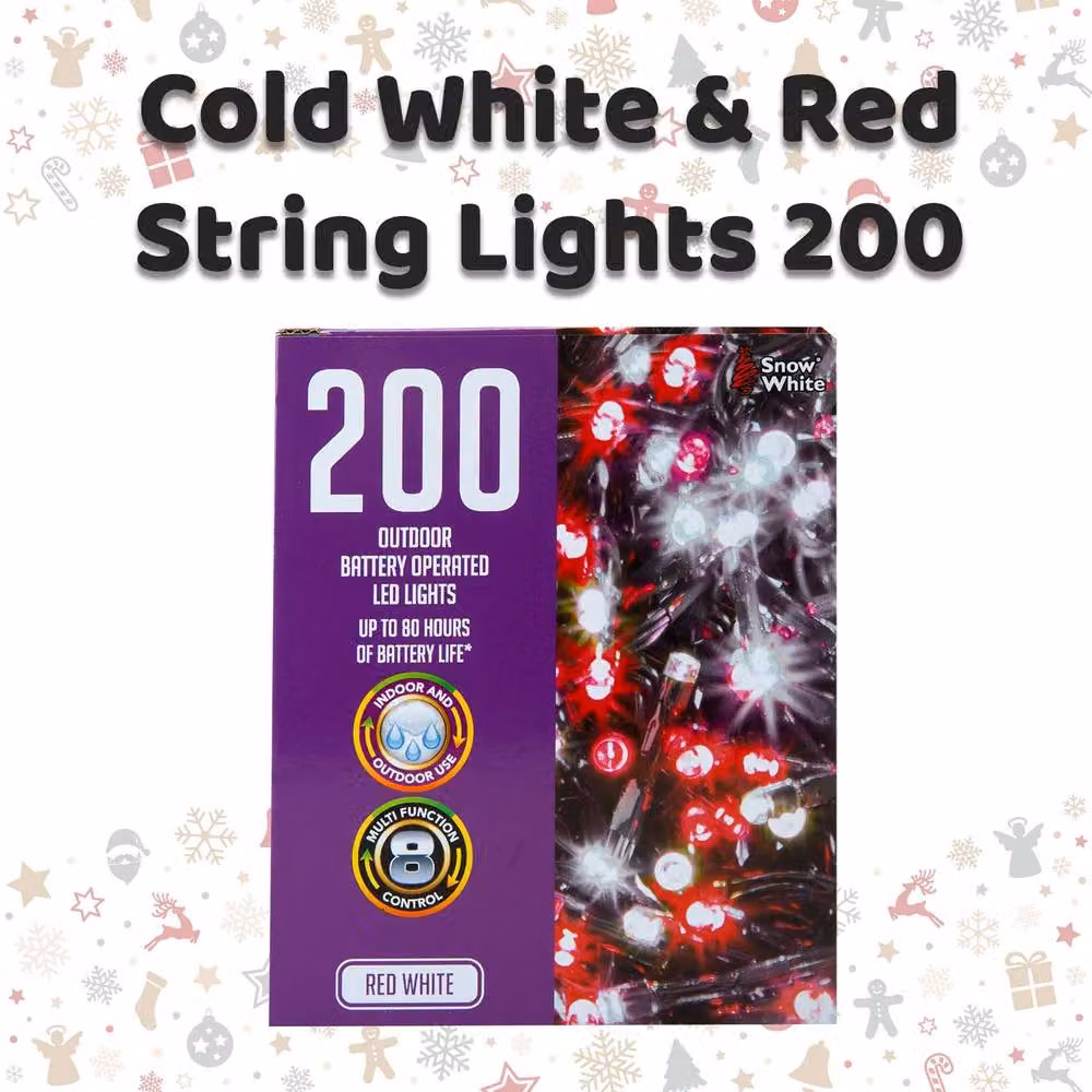 VFM e-Store Christmas String Lights with 200 Bulbs in White, Red and Multicolour – 2