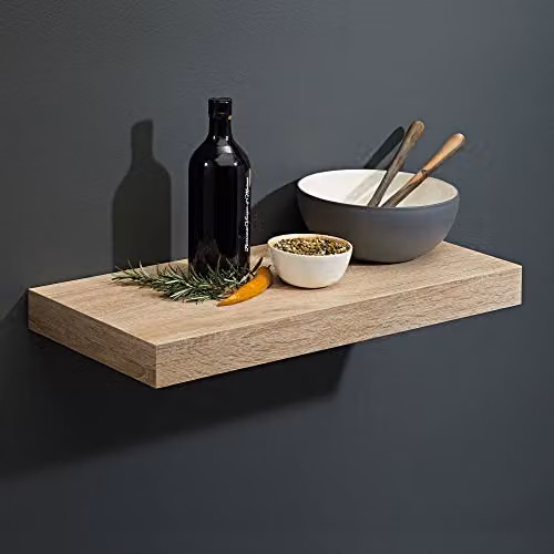 ShelfDepot Set of 2 Oak Floating Shelves, Brown, W/D/H: 44.5 x 25.0 x 5.0 cm – 2