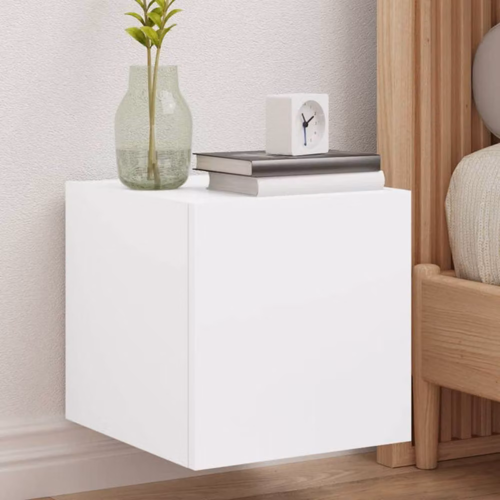 Berkfield Home Modern White Wall-Mounted TV Cabinet with Integrated LED Lighting W/D/H: 30.5 x 35.0 x 30.5 cm – 2