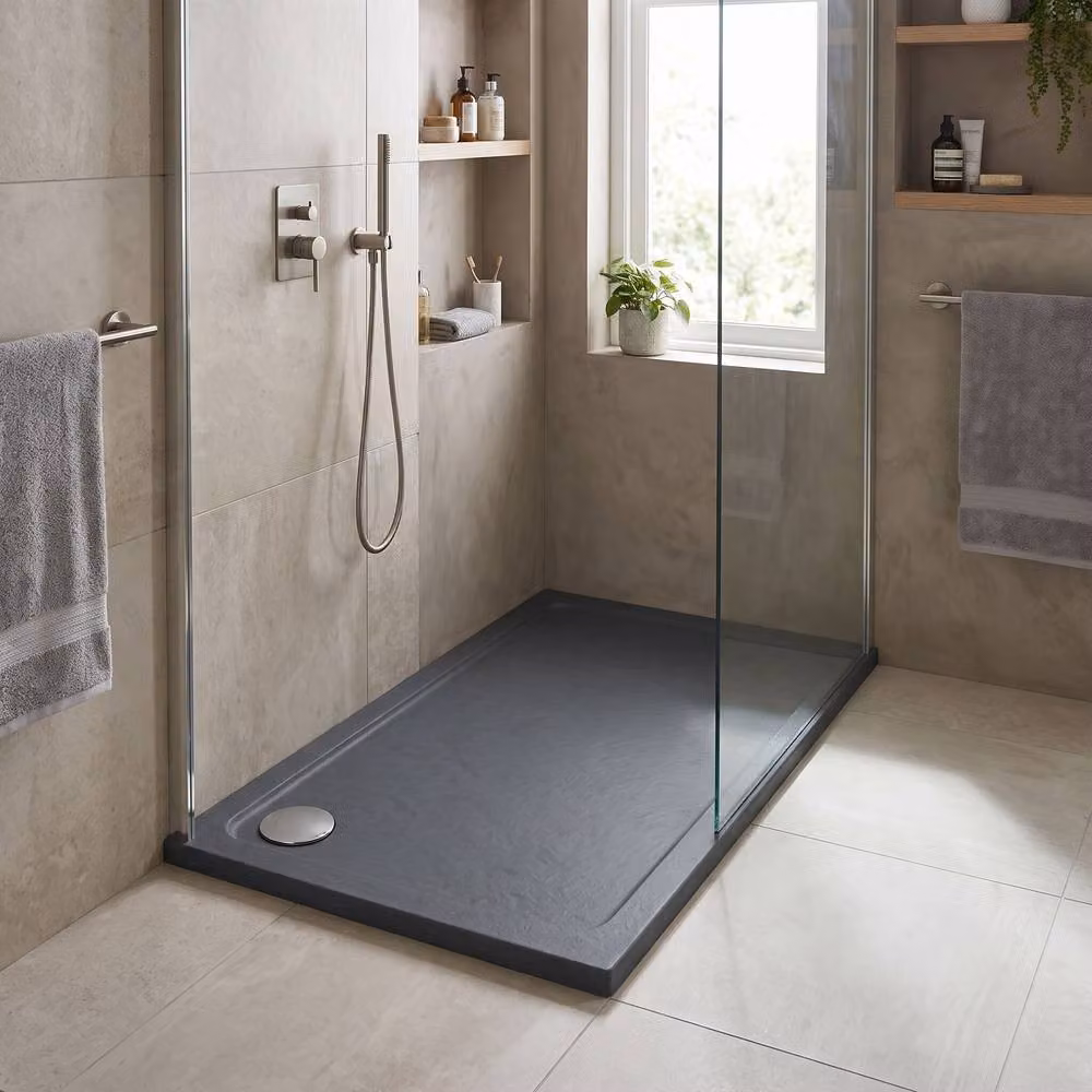 Balterley Contemporary Rectangular Anti-Slip Mineral Cast Shower Tray, Grey, W: 150 cm, D: 70 cm – 4