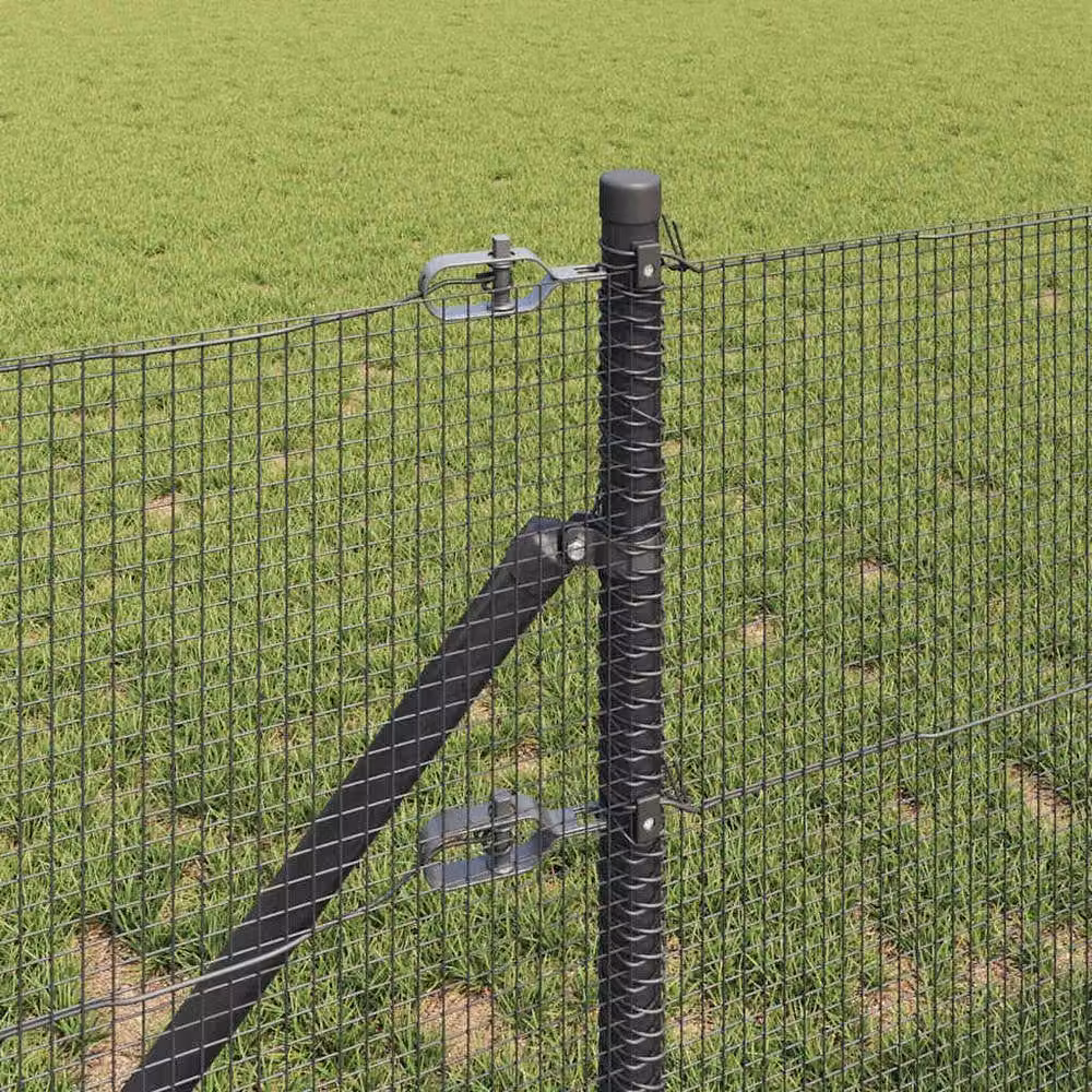 Berkfield Home Modern Welded Wire Fence with 13 Posts, Grey and Black Steel, 0.6 x 50 m – 3