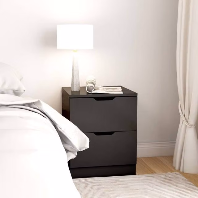 Berkfield Home Elegant Bedside Cabinets, 2 Piece Set in Black, W/D/H: 40 x 40 x 50 cm