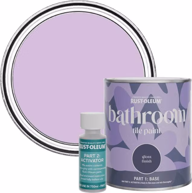 Rust-Oleum Bathroom Tile Paint in Gloss Finish, Violet Macaroon, 750ml, Pink/Purple