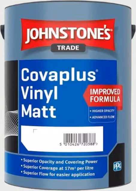 Johnstone's Covaplus Matt Dispersion Paint in White, 5 l – 1