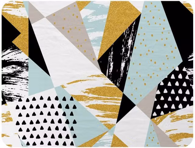Benjamin Tate Design Geometric Shapes and Brush Strokes Fleece Blanket in Yellow, Beige and Multicolour, W/D/H: 120 x 150 cm – 2