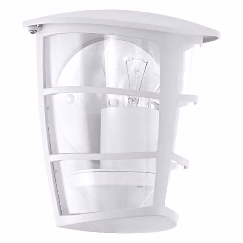 Loops IP44 Modern White Aluminium and Transparent Glass Outdoor Wall Lantern for Garden and Porch with E27 Bulb Compatibility – 1