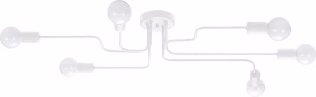 Sollux Lighting Industrial White Metal Ceiling Lamp with 6 Globe Lights, W/D/H: 80 x 15.5 x 64 cm