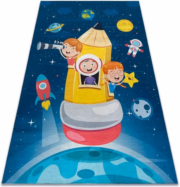 RugsX Bambino Kids Motif Rug in Blue, W: 160 cm, D: 220 cm