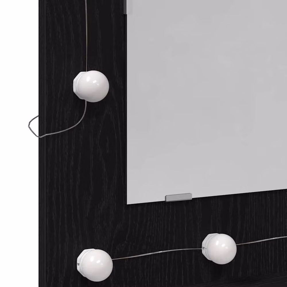 Berkfield Home Black Oak Wood Bathroom Vanity Unit with Medium Mirror – 7