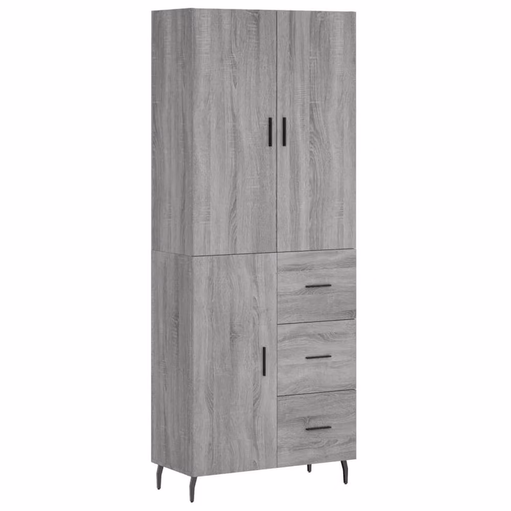 Berkfield Home Grey Sonoma Modern Highboard with Hinged Doors and Internal Shelves, W/D/H: 69.5 x 34 x 180 cm – 3