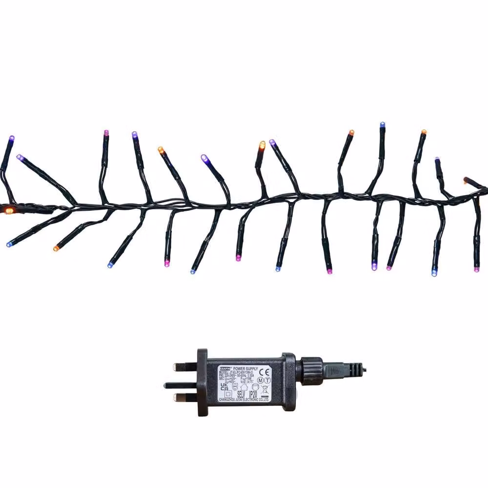 Samuel Alexander 3000 LED Christmas Cluster String Lights with Timer, Multicolour and Green, 37.2m – 2