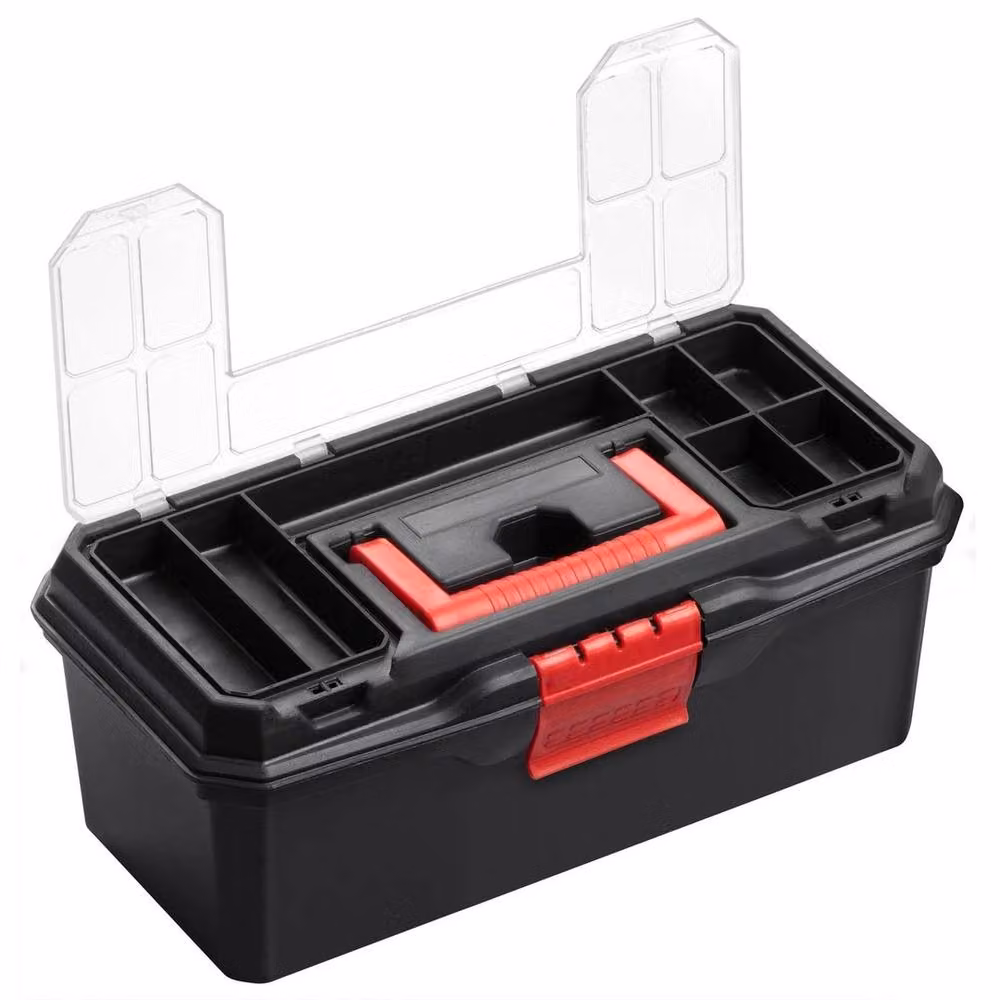 NESTLUNE Heavy Duty Plastic Tool Box Organiser in Black – 4