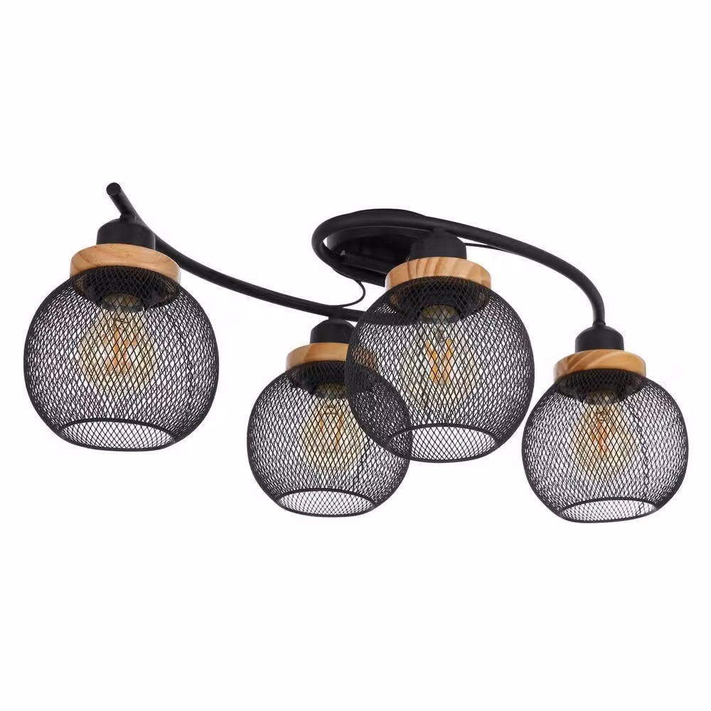 Netlighting Pablo Multi Arm Semi Flush Ceiling Lamp in Black and Brown with 4x E27 Sockets – 2