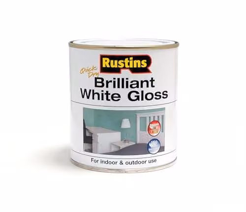 Rustins Quick Dry Water Based Gloss Paint in Brilliant White, 500ml