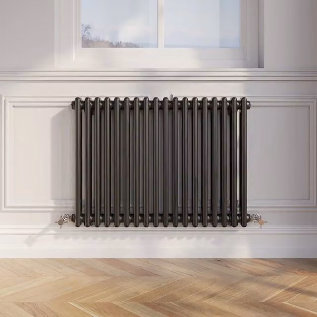 Temprazo Traditional Colosseum Double Bar Column Radiator in Black, W/H: 30.0 x 42.5 cm