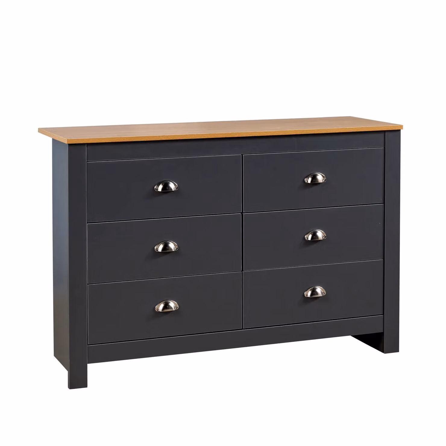 Home Source 6 Drawer Wooden Chest of Drawers with Soft Close Drawers in Dark Grey – 4