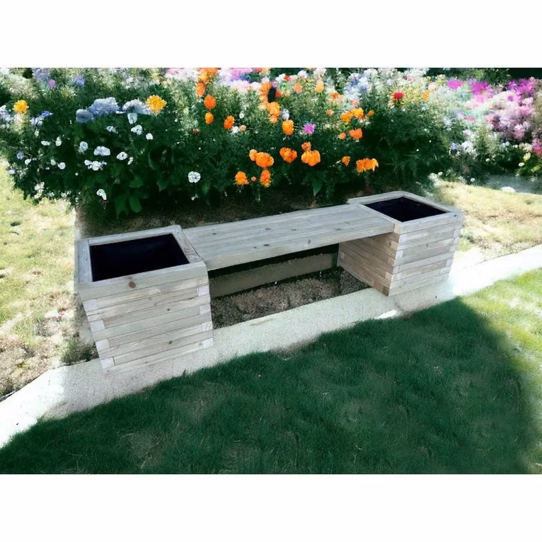 Buttercup Farm Somerset Double Planter Bench in Brown, W: 180 cm, D: 40 cm, H: 40 cm – 2