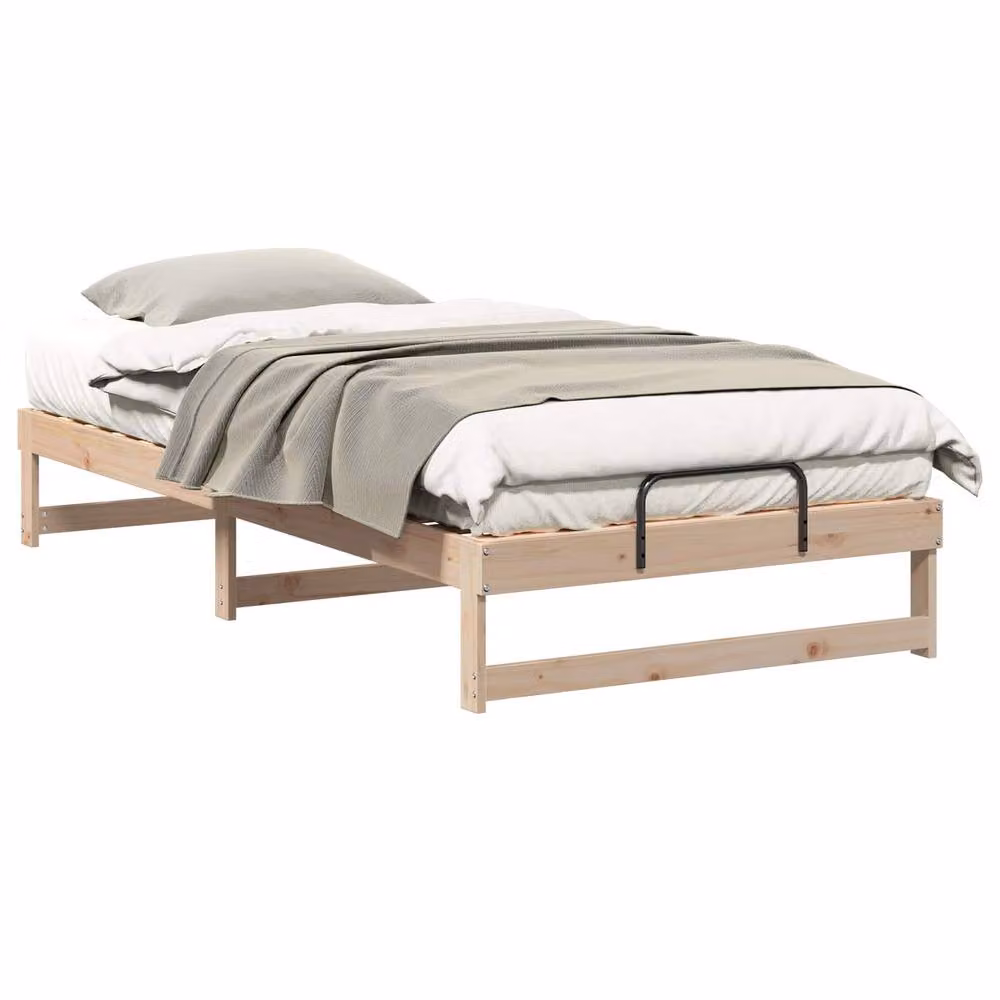 Berkfield Home Modern Solid Pine Wood Bed Frame, Brown, W/D/H: 100 x 200 cm – 2