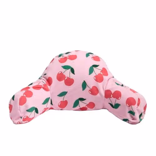 OHS Cherry Inflatable Cuddle Cushion with Removable Microfibre Cover in Red and Pink