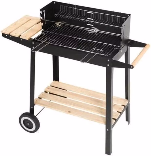 KORVIXA Rectangular Charcoal BBQ Steel Barbecue in Black, W/D/H: 80 x 60 x 86.5 cm