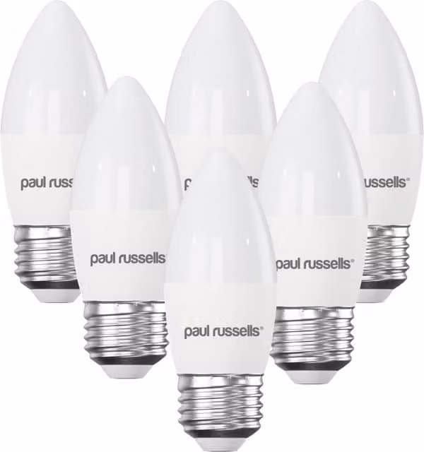 Paul Russells 5.5W Dimmable LED Candle Bulb, E27, 470lm, 6500K Cool White, White