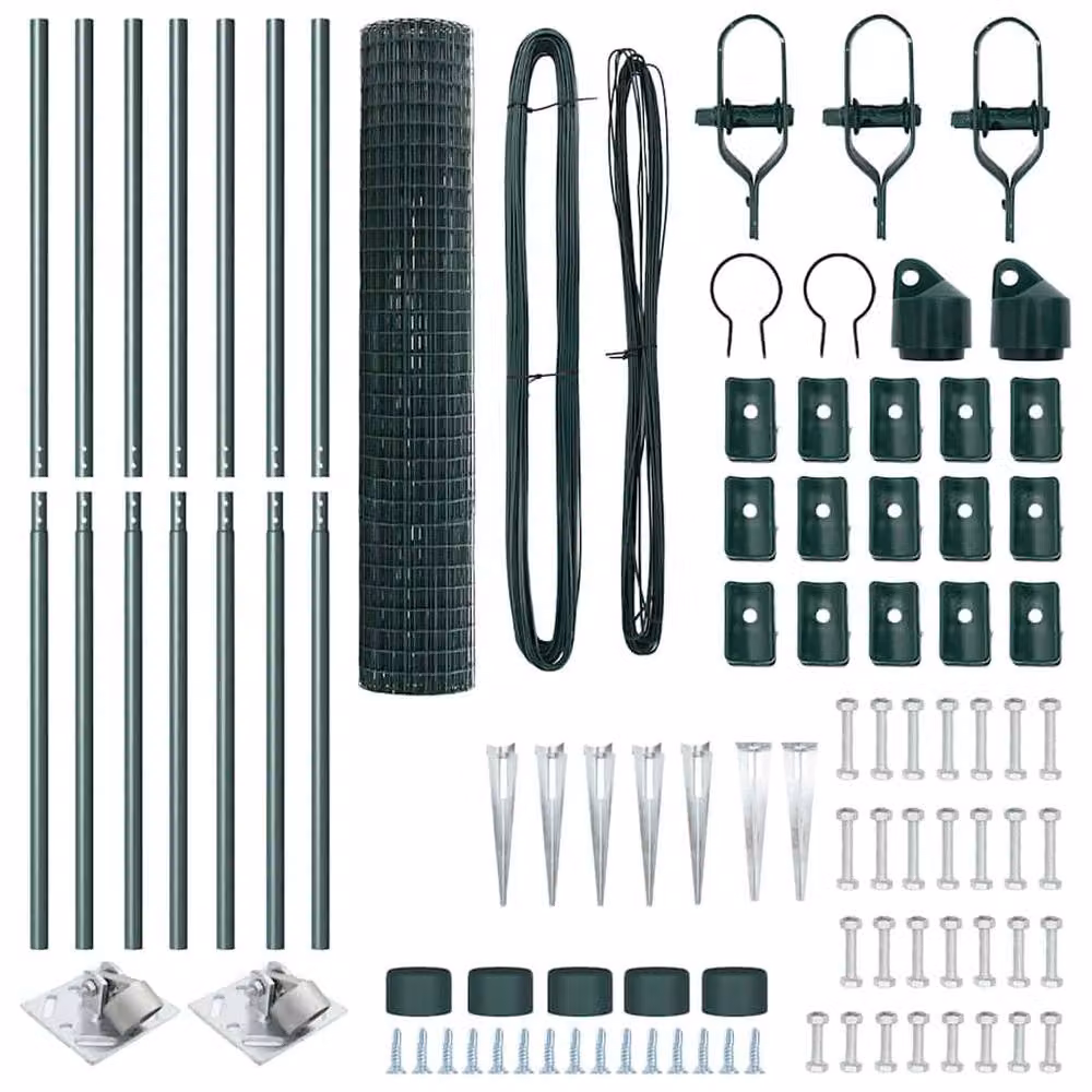 Berkfield Home Euro Fence with 7 Spike Posts, Galvanised Steel, Green, 1.6 x 10 m – 4