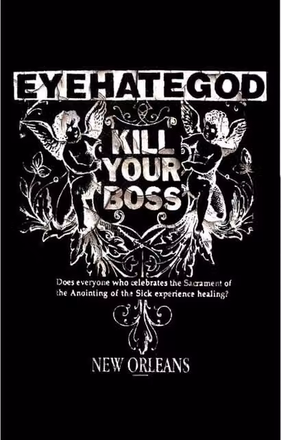 Eyehategod Kill Your Boss Textile Poster in Black and White, W: 106 cm, H: 70 cm